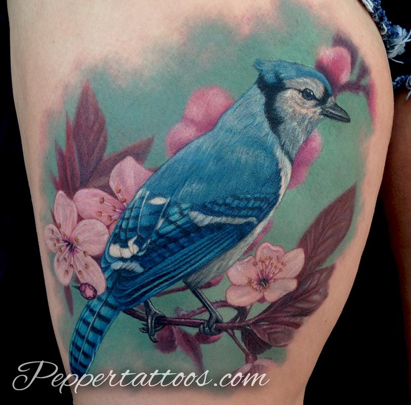 Unify Tattoo Company : Tattoos : Nature Animal Bird : Blue Jay Tattoo